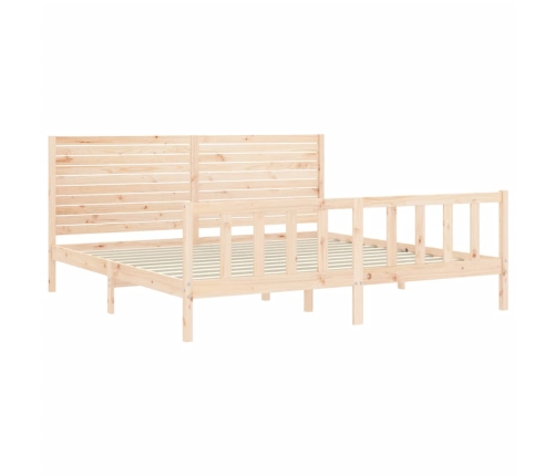 Estructura de cama de matrimonio con cabecero madera maciza