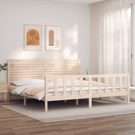 Estructura de cama sin colchón madera maciza de pino 200x200 cm