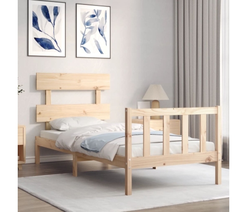 Estructura de cama con cabecero madera maciza