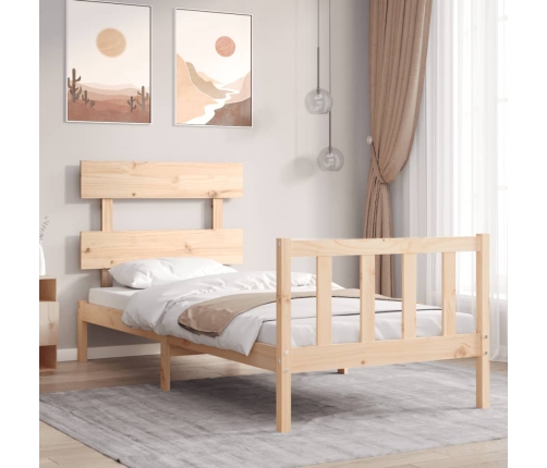 Estructura de cama con cabecero madera maciza