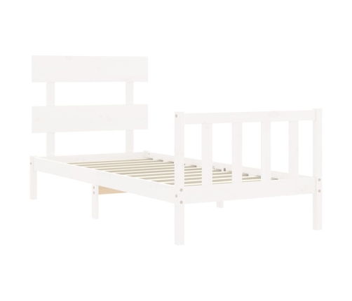 Estructura de cama con cabecero madera maciza blanco