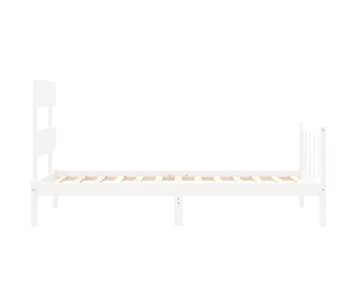 Estructura de cama con cabecero madera maciza blanco