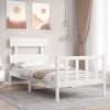 Estructura de cama con cabecero madera maciza blanco