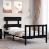 Estructura de cama con cabecero madera maciza negro