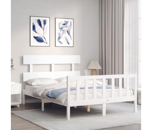 Estructura de cama sin colchón madera de pino blanca 140x190 cm