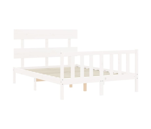 Estructura de cama sin colchón madera de pino blanca 140x190 cm