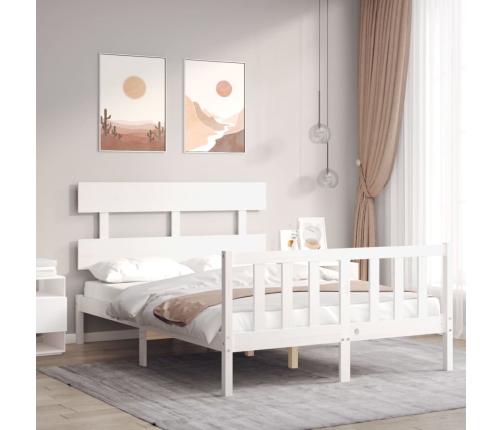 Estructura de cama sin colchón madera de pino blanca 140x190 cm