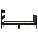 Estructura de cama con cabecero madera maciza negro 140x190 cm