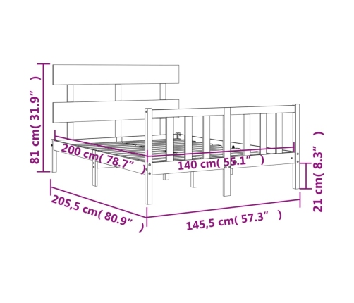 Estructura de cama sin colchón madera de pino blanca 140x200 cm