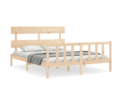 Estructura de cama de matrimonio con cabecero madera maciza