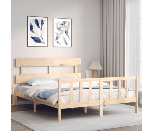 Estructura de cama sin colchón madera maciza de pino 160x200 cm