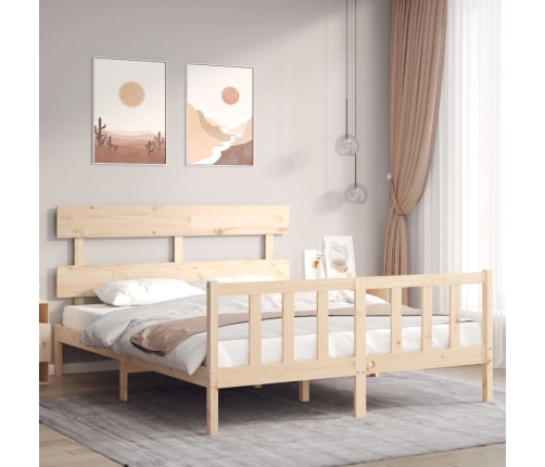 Estructura de cama sin colchón madera maciza de pino 160x200 cm