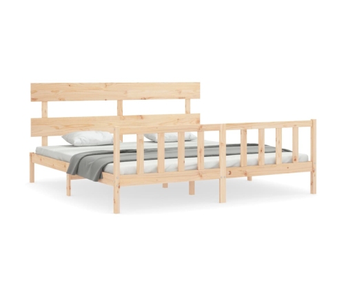 Estructura de cama de matrimonio con cabecero madera maciza