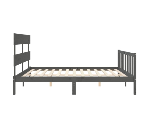 Estructura de cama con cabecero madera maciza gris 200x200 cm