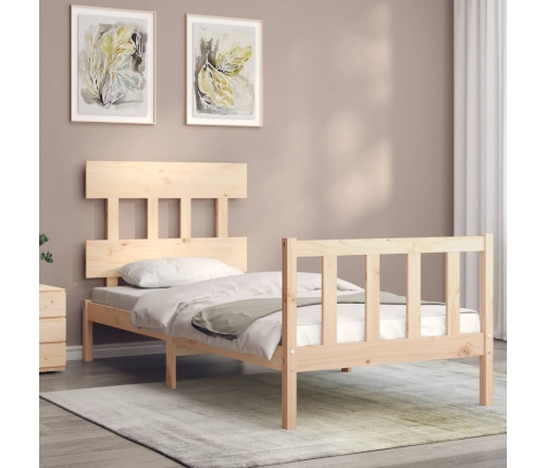 Estructura de cama con cabecero madera maciza