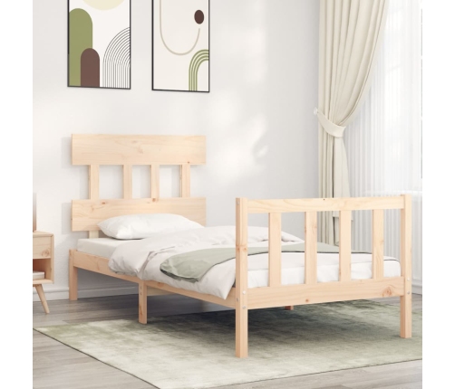 Estructura de cama con cabecero madera maciza