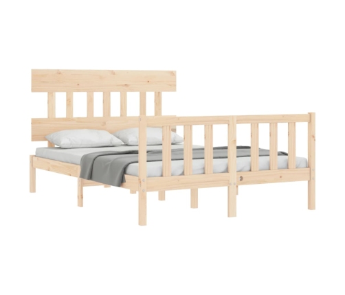 Estructura de cama de matrimonio con cabecero madera maciza