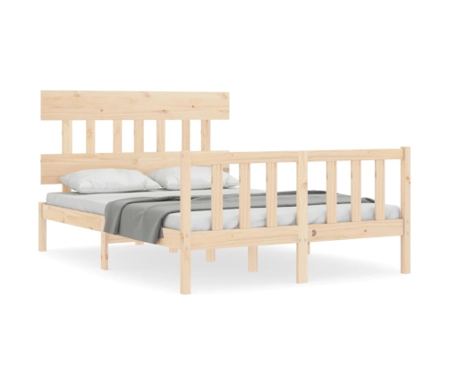 Estructura de cama de matrimonio con cabecero madera maciza