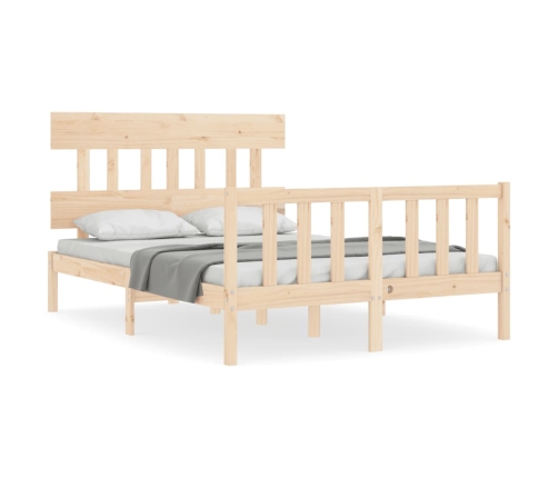 Estructura de cama sin colchón madera maciza de pino 140x190 cm