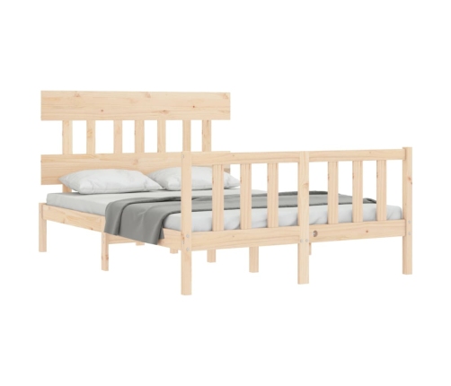 Estructura de cama sin colchón madera maciza de pino 140x190 cm