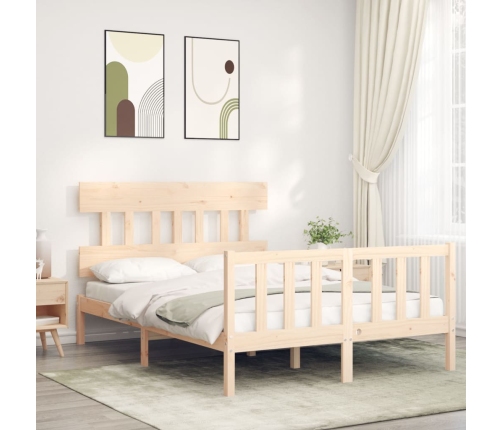 Estructura de cama sin colchón madera maciza de pino 140x190 cm