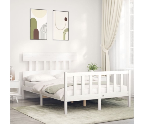 Estructura de cama sin colchón madera de pino blanca 140x190 cm