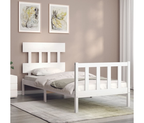 Estructura de cama sin colchón madera de pino blanca 90x200 cm