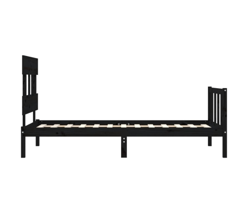 Estructura de cama con cabecero madera maciza negro 100x200 cm