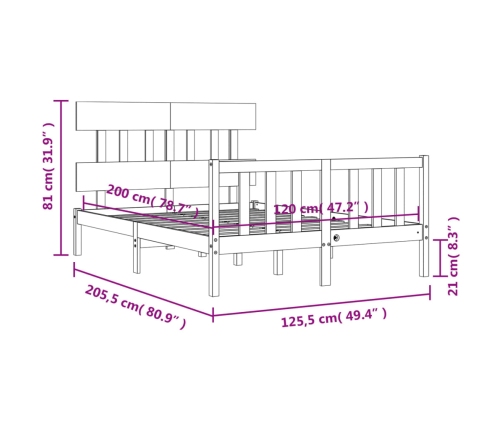 Estructura de cama sin colchón madera de pino blanca 120x200 cm