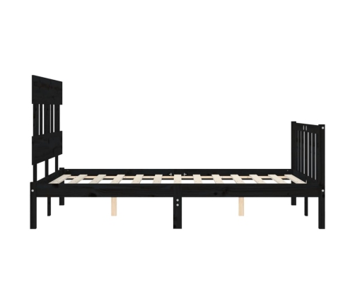 Estructura de cama con cabecero madera maciza negro 120x200 cm