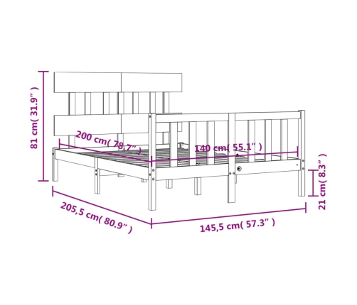 Estructura de cama sin colchón madera de pino blanca 140x200 cm