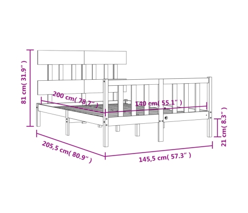 Estructura de cama sin colchón madera de pino blanca 140x200 cm