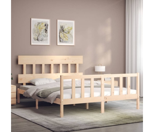 Estructura de cama sin colchón madera maciza de pino 160x200 cm