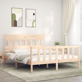 Estructura de cama sin colchón madera maciza de pino 160x200 cm