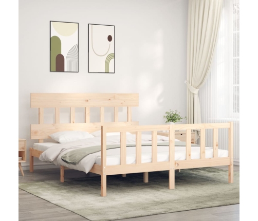 Estructura de cama sin colchón madera maciza de pino 160x200 cm