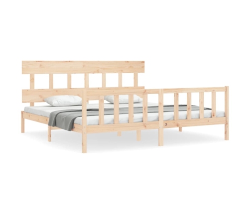 Estructura de cama de matrimonio con cabecero madera maciza