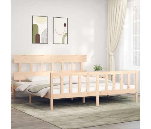 Estructura de cama de matrimonio con cabecero madera maciza