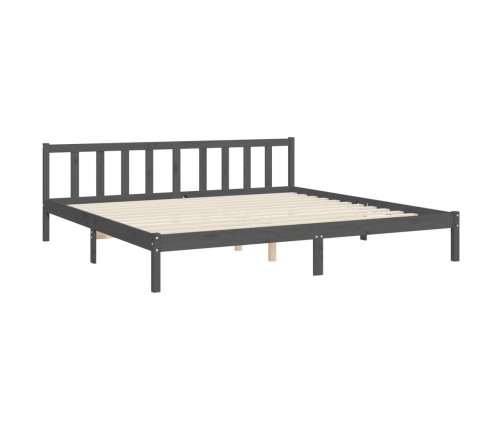 Estructura de cama con cabecero madera maciza gris 200x200cm