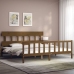 Estructura cama y cabecero madera maciza marrón miel 200x200 cm