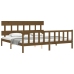 Estructura cama y cabecero madera maciza marrón miel 200x200 cm