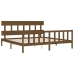 Estructura cama y cabecero madera maciza marrón miel 200x200 cm