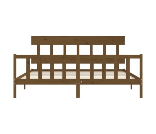 Estructura cama y cabecero madera maciza marrón miel 200x200 cm
