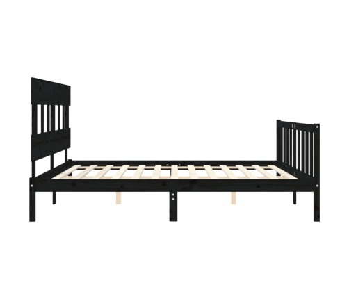 Estructura de cama con cabecero madera maciza negro 200x200 cm