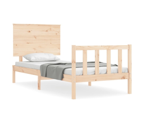 Estructura de cama individual con cabecero madera maciza