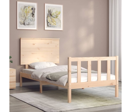 Estructura de cama individual con cabecero madera maciza