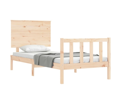 Estructura de cama individual con cabecero madera maciza