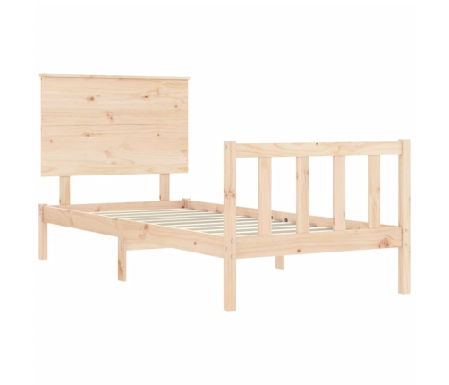 Estructura de cama individual con cabecero madera maciza