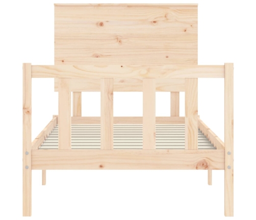 Estructura de cama individual con cabecero madera maciza