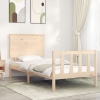 Estructura de cama individual con cabecero madera maciza