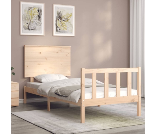 Estructura de cama con cabecero madera maciza